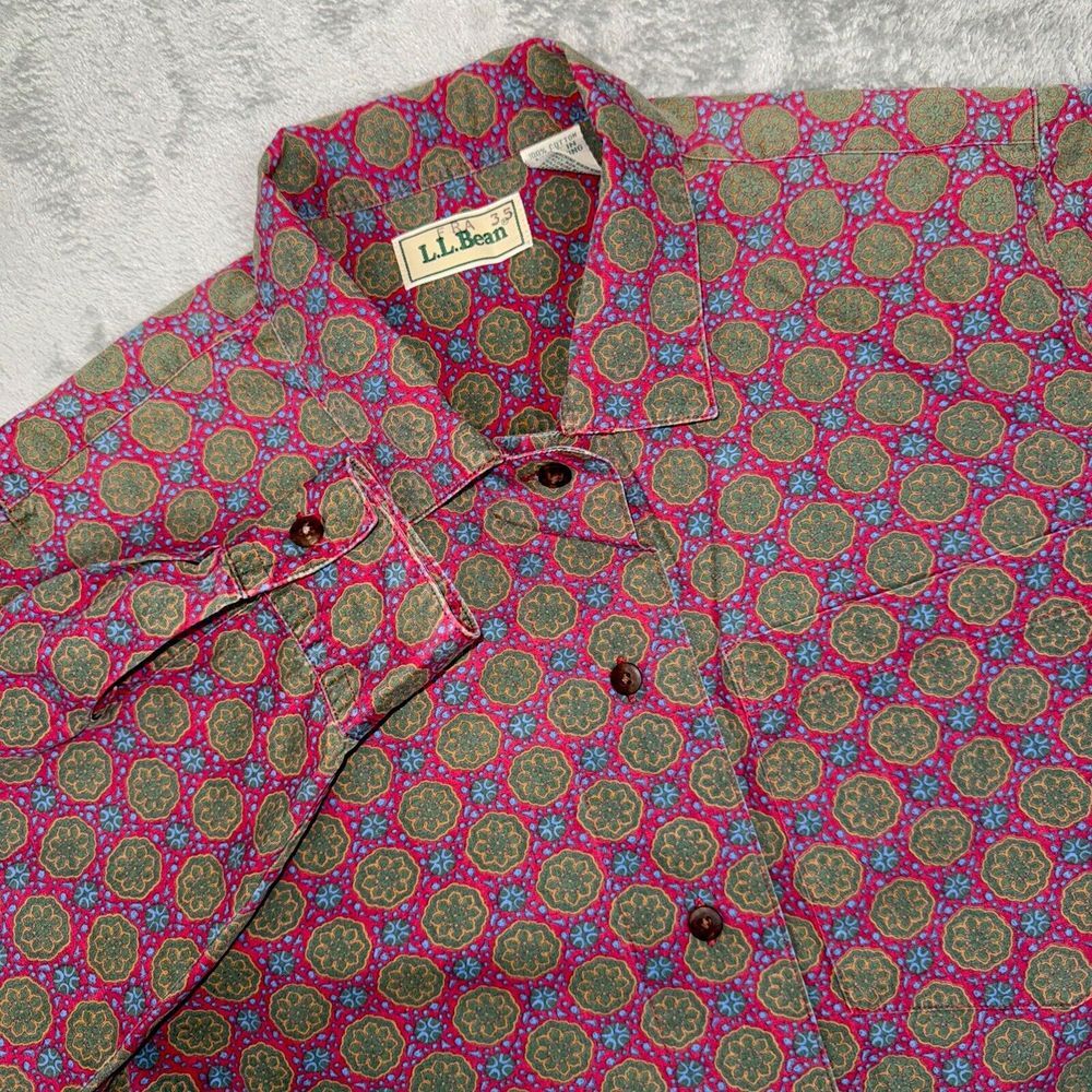 Vintage 70s LL Bean‎ Geometric Print Shirt Women's Retro Hippie Disco Sz 8
